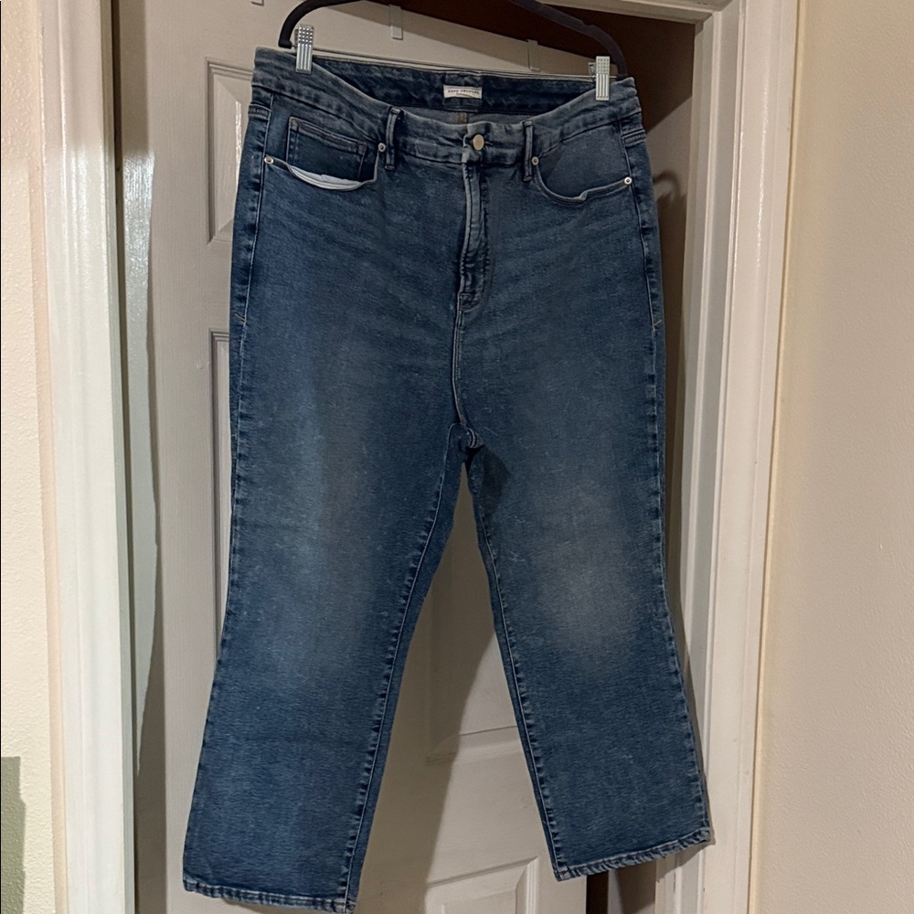 Good American Dark Blue Straight Leg Jeans - Picture 3 of 5